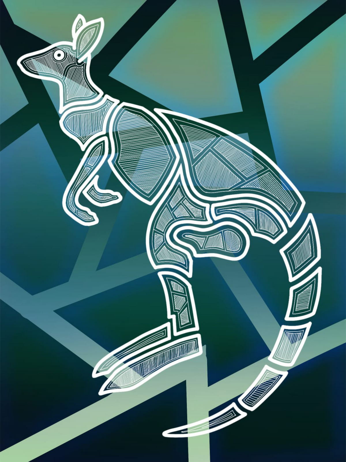 Teal kangaroo art