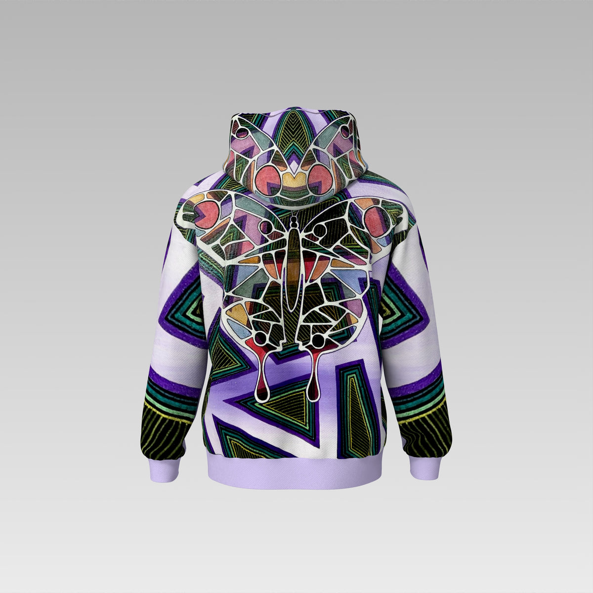 Night Garden lilac butterfly hoodie alternate view