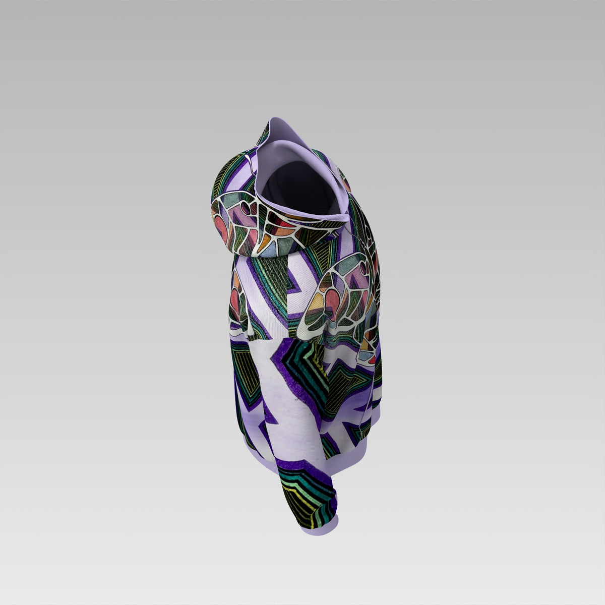 Night Garden lilac butterfly hoodie artwork detail