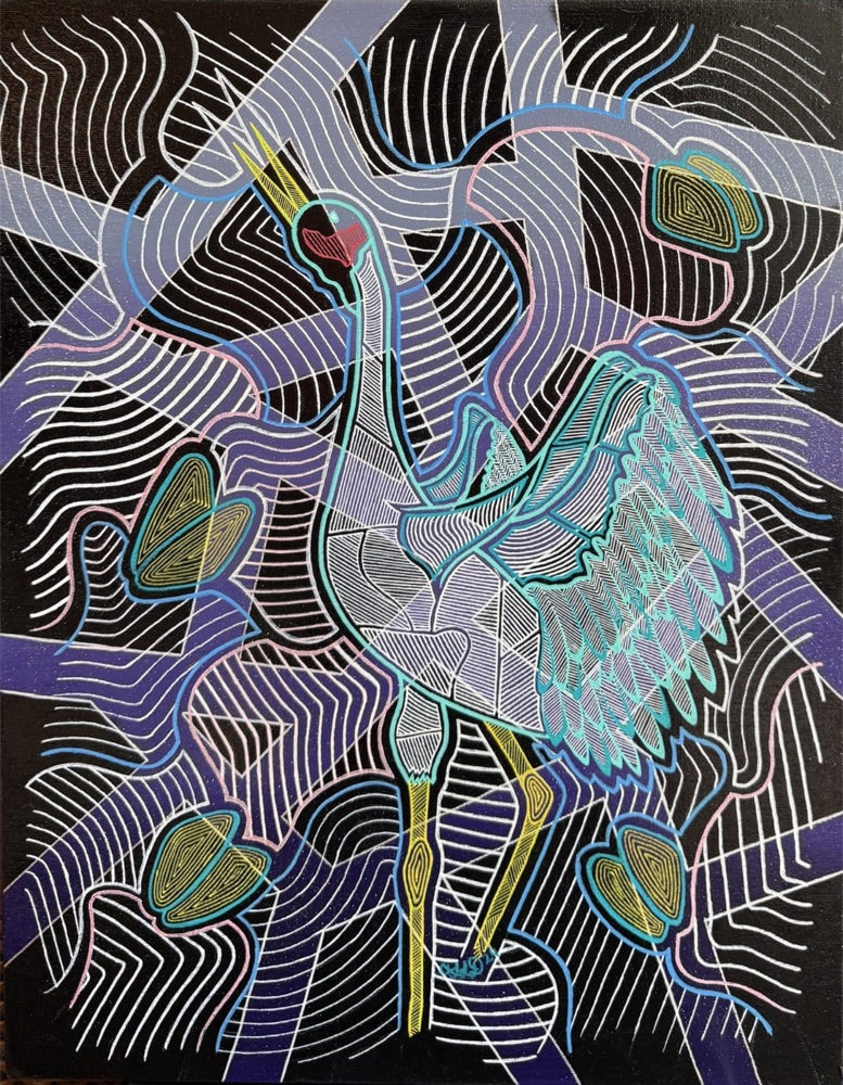Original brolga artwork in Tahnee's line-work style